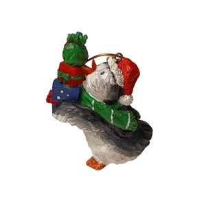 Ceramic Penguin Christmas Ornament Present Scarf Santa Christmas‎ Animal Decor